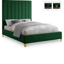 Meridian Furniture Via Rich Velvet Full Bed in Green