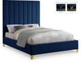 thumbnail image 1 of Meridian Furniture Via Rich Velvet Full Bed in Navy, 1 of 9
