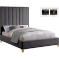 thumbnail image 1 of Meridian Furniture Via Rich Velvet Queen Bed in Gray, 1 of 8
