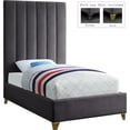 thumbnail image 1 of Meridian Furniture Via Rich Velvet Twin Bed in Gray, 1 of 8