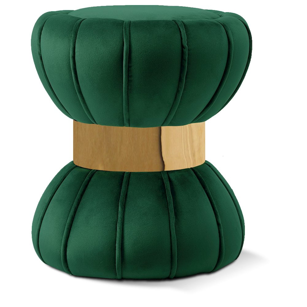 Meridian Furniture Vino Contemporary Velvet Ottoman/Stool in Green