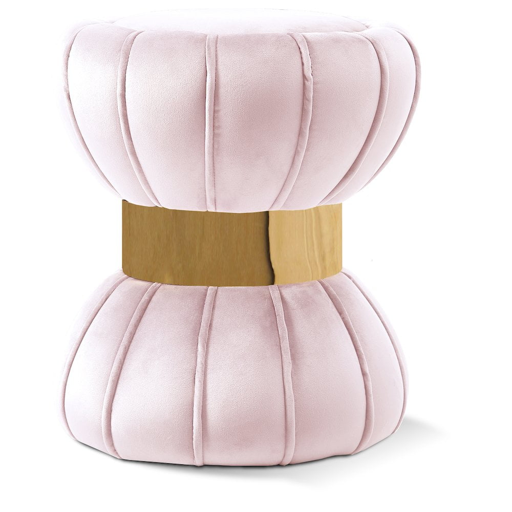 Meridian Furniture Vino Contemporary Velvet Ottoman/Stool in Pink