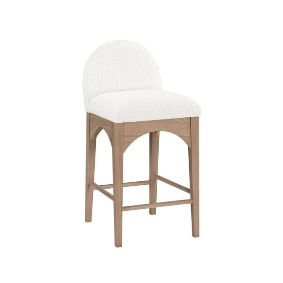 Meridian Furniture Waldorf Cream Boucle Fabric Stool