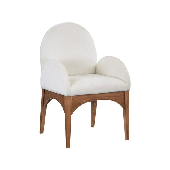 Meridian Furniture Waldorf Cream Chenille Fabric Dining Arm Chair