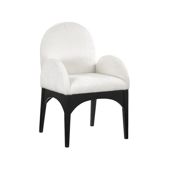 Meridian Furniture Waldorf Cream Chenille Fabric Dining Arm Chair