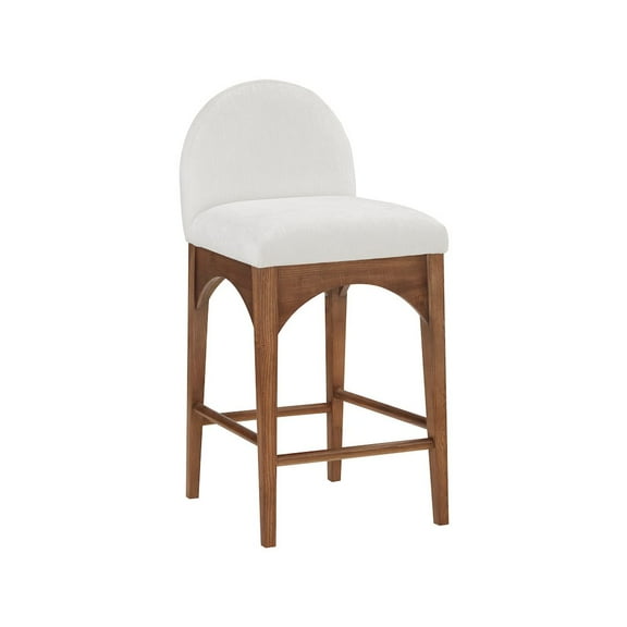 Meridian Furniture Waldorf Cream Chenille Fabric Stool