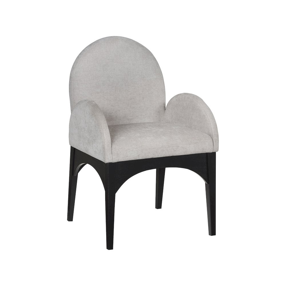 Gray Upholstered Arm Chair with Black Wood Legs