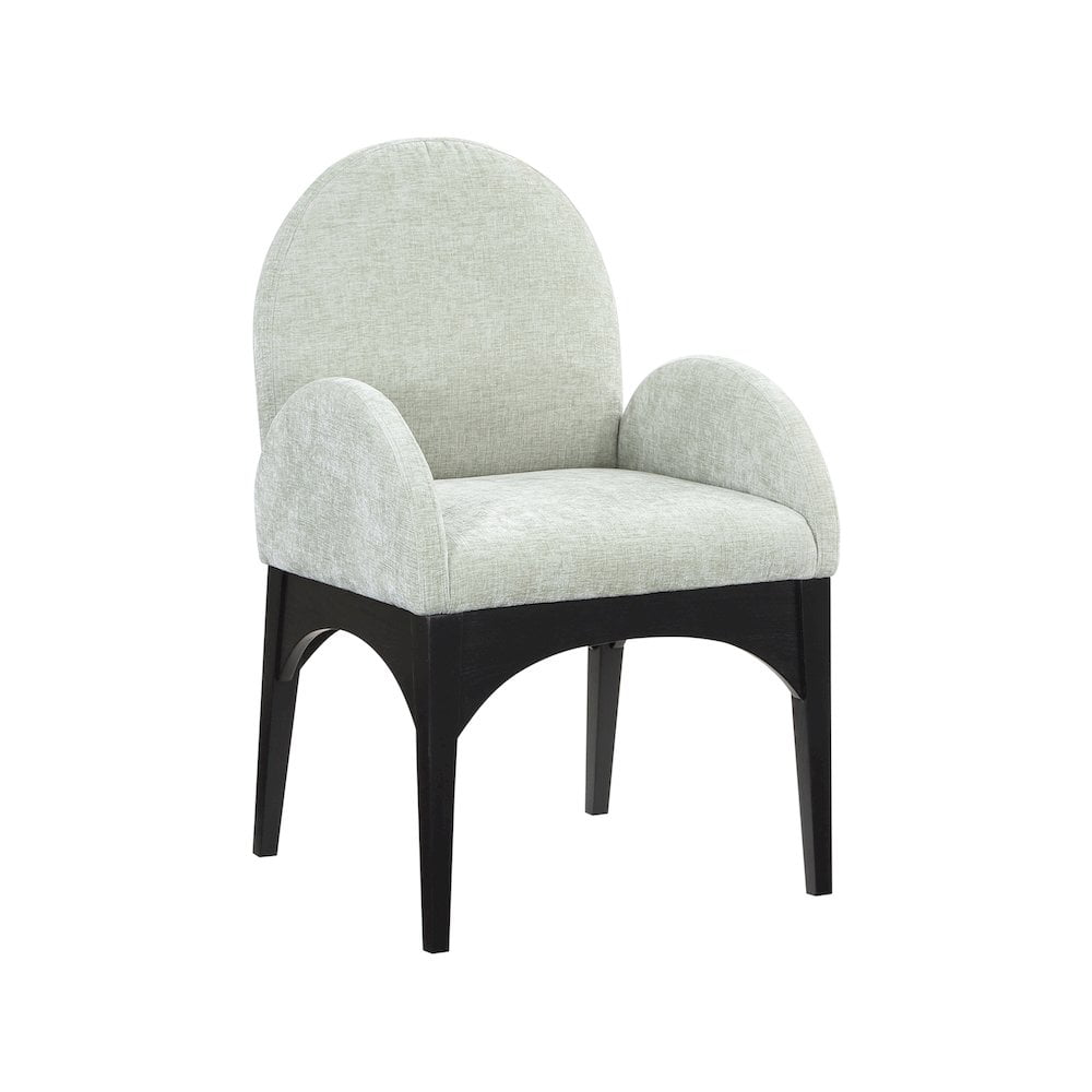 Mint Upholstered Arm Chair with Black Wood Legs
