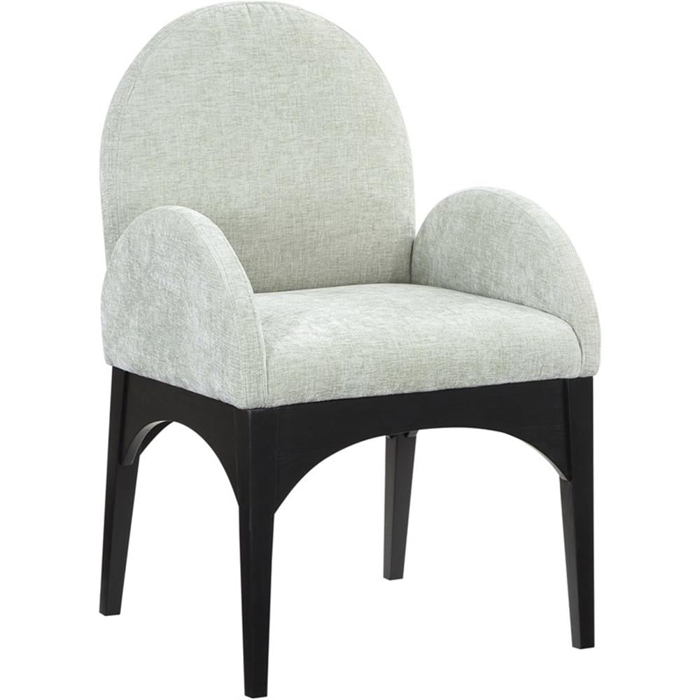 Mint Upholstered Arm Chair with Black Wood Legs