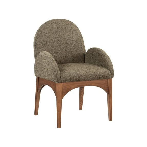 Meridian Furniture Waldorf Olive Boucle Fabric Dining Arm Chair
