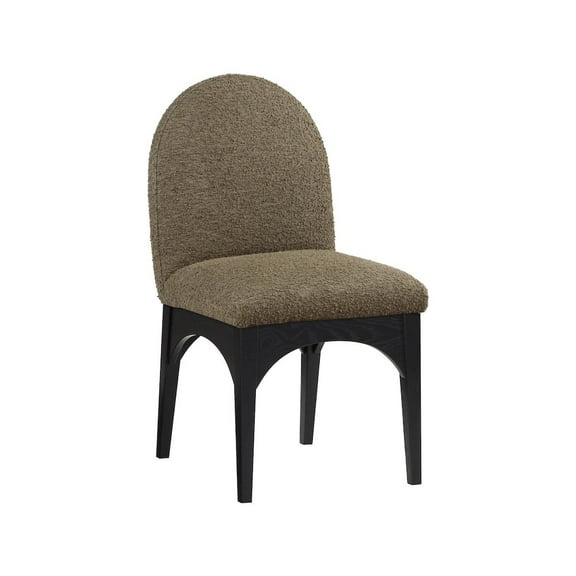 Meridian Furniture Waldorf Olive Boucle Fabric Dining Side Chair