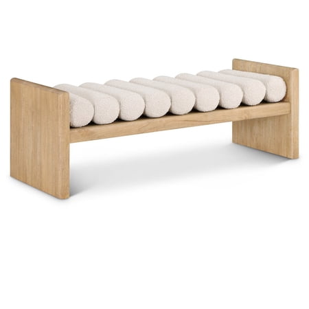 Meridian Furniture Waverly Cream Boucle Fabric Bench