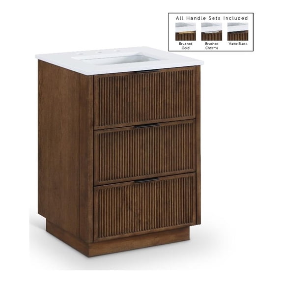 Meridian Furniture Willard 24" Brown Engineered Stone Bathroom Vanity