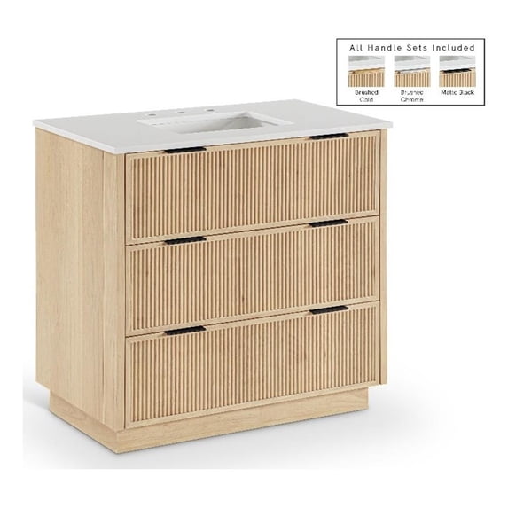Meridian Furniture Willard 36" Natural Engineered Stone Bathroom Vanity