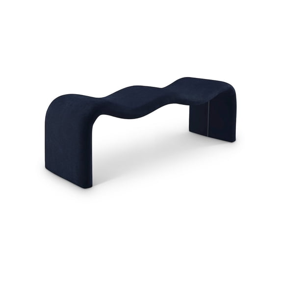 Meridian Furniture Willow Navy Chenille Fabric Bench