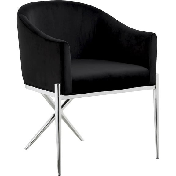 Meridian Furniture Xavier 19.5"H Velvet Dining Chair in Black