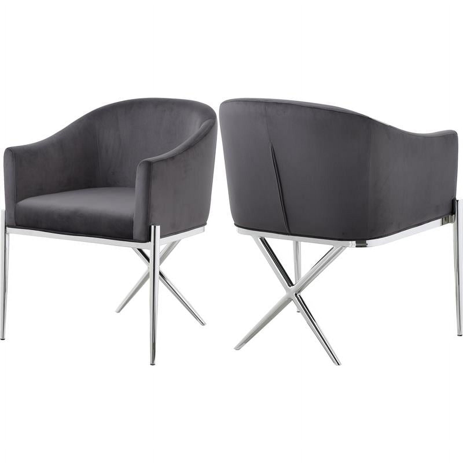 Meridian Furniture Xavier 19.5"H Velvet Dining Chair in Gray