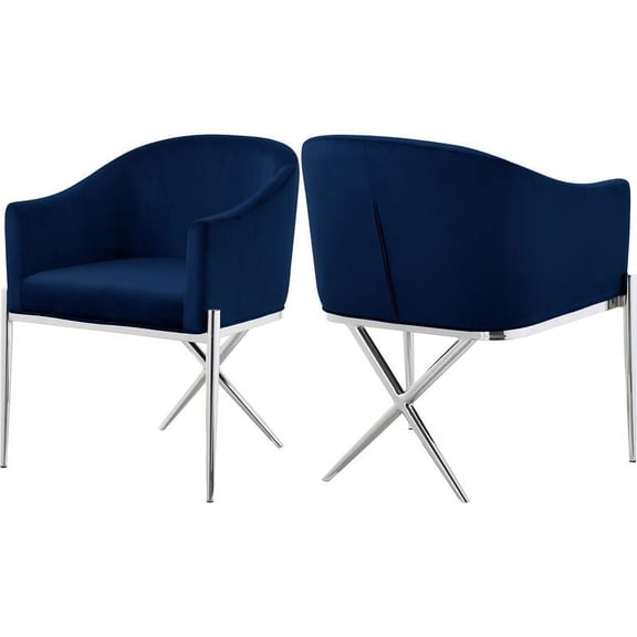 Meridian Furniture Xavier 19.5"H Velvet Dining Chair in Navy
