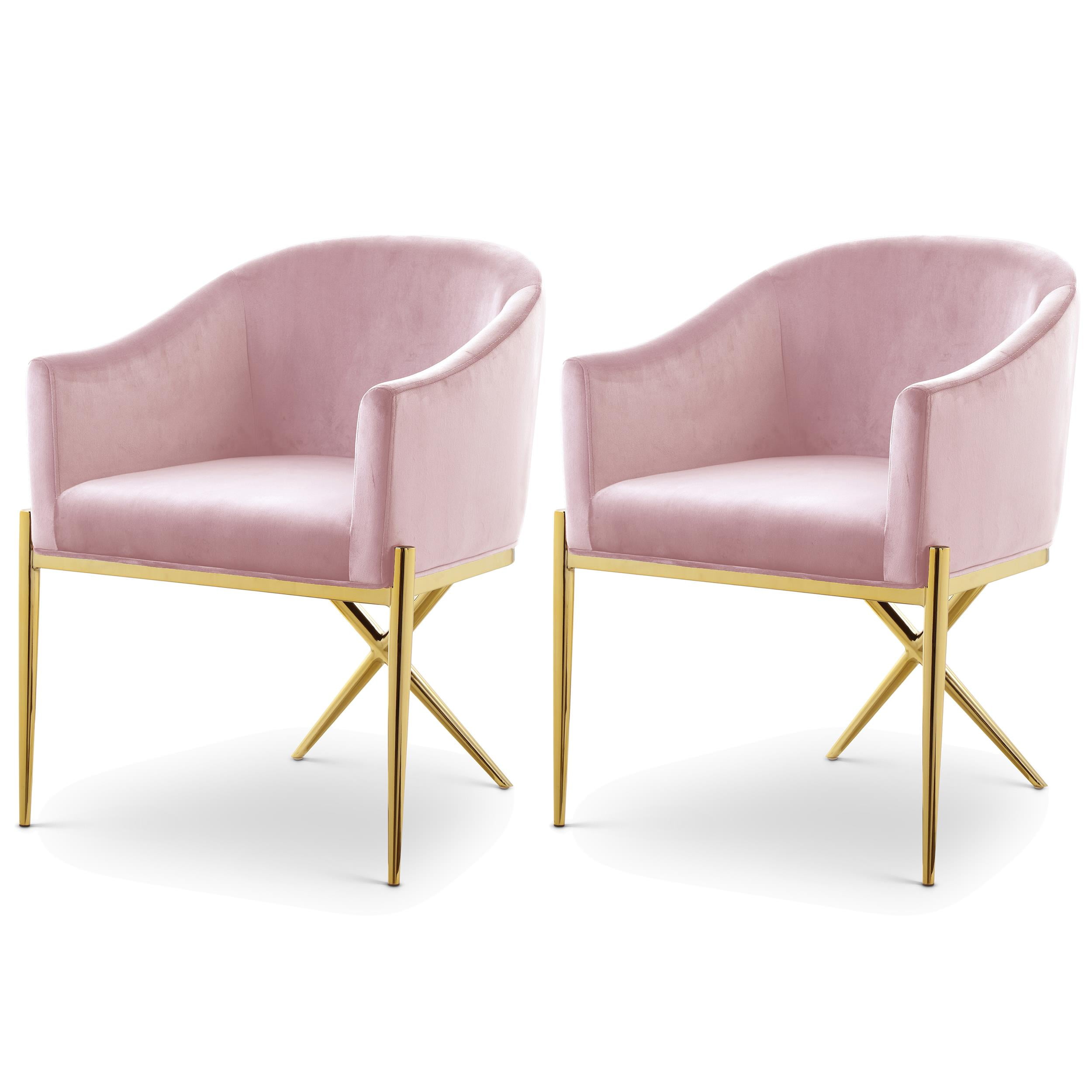 Meridian Furniture Xavier Pink Velvet Dining Chair (Set of 2)