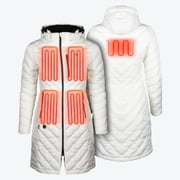Meridian Heated Jacket for Women, 5 Heat Zones, Knee Length, PrimaLoft Synthetic Down, Removable Fleece Hood