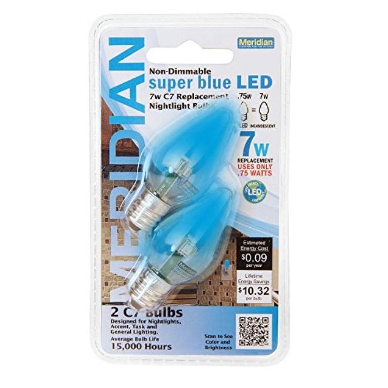 Meridian LED 7W Equivalent Super Blue ClearC7 NonDimmable LED