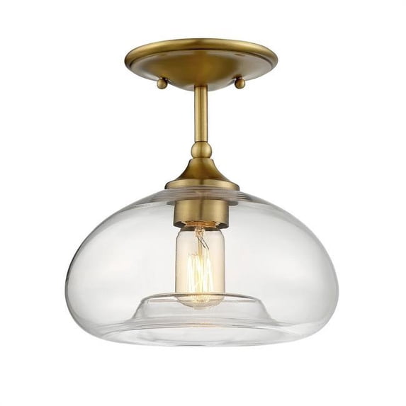 Meridian M60017NB 1 Light Semi Flush - Natural Brass