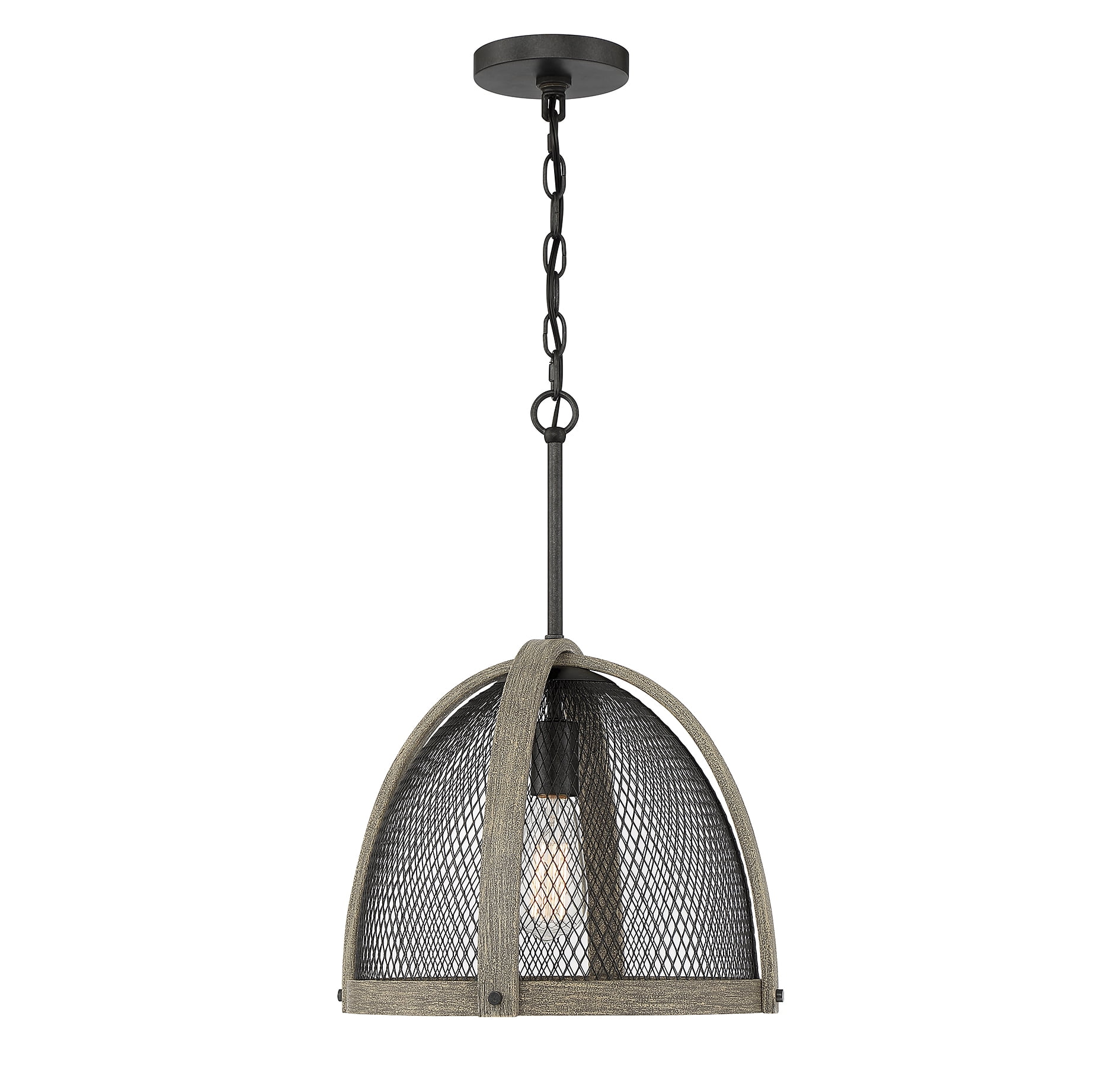 Weathered Birch Rustic 20" Pendant Light with Wire Shade