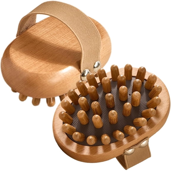 Meridian Massage Brush 2 Pcs Wood Therapy Massage Tool with Ergonomic Handle, Pressure Point Stimulation, Relieve Muscle Tension, Compact 4.3 x 3.1