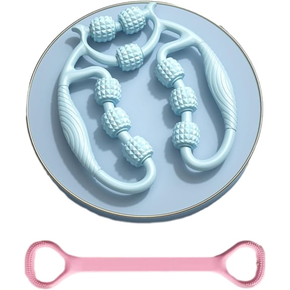 Meridian Massage Roller for Calf, Roller Meridian Massager Leg Massager, 2026 New 9-Wheel Massage Roller for Legs & Arms, Adjustable Full-Body Deep Tissue Roller for Calves, Thighs (Pink)