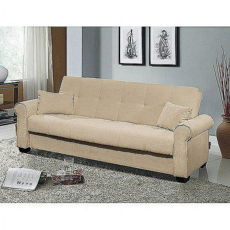 Meridian Microfiber Convertible Sofa with Storage Ivory Walmart
