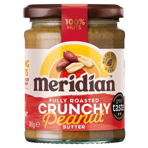 Meridian No Added Salt Crunchy Peanut Butter 280g, British Import (Pack of 2)