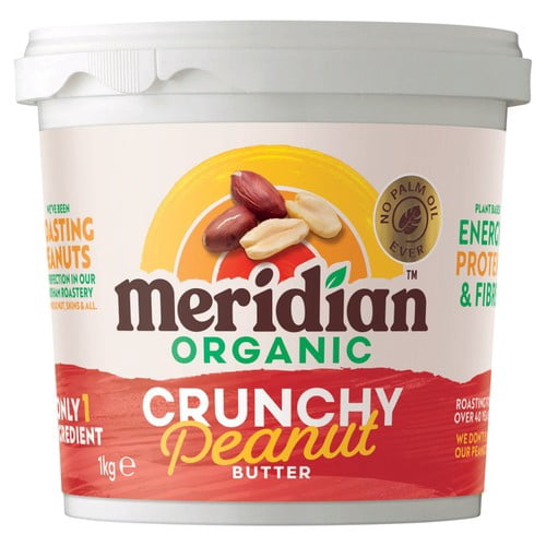 Meridian Organic Crunchy Peanut Butter 100% Nuts 1kg, British Import (Pack of 2)