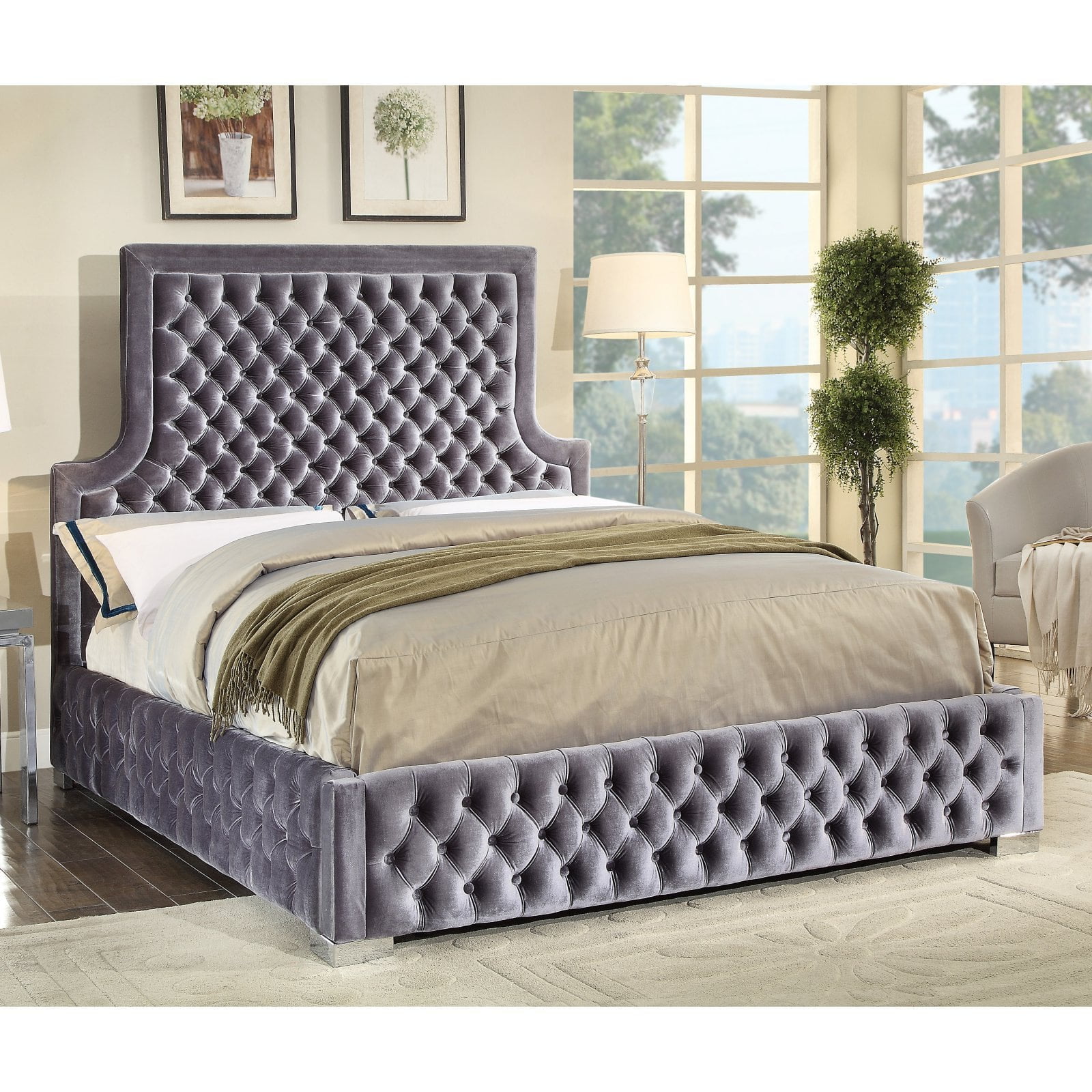Meridian Sedona Velvet Upholstered Bed - Walmart.com