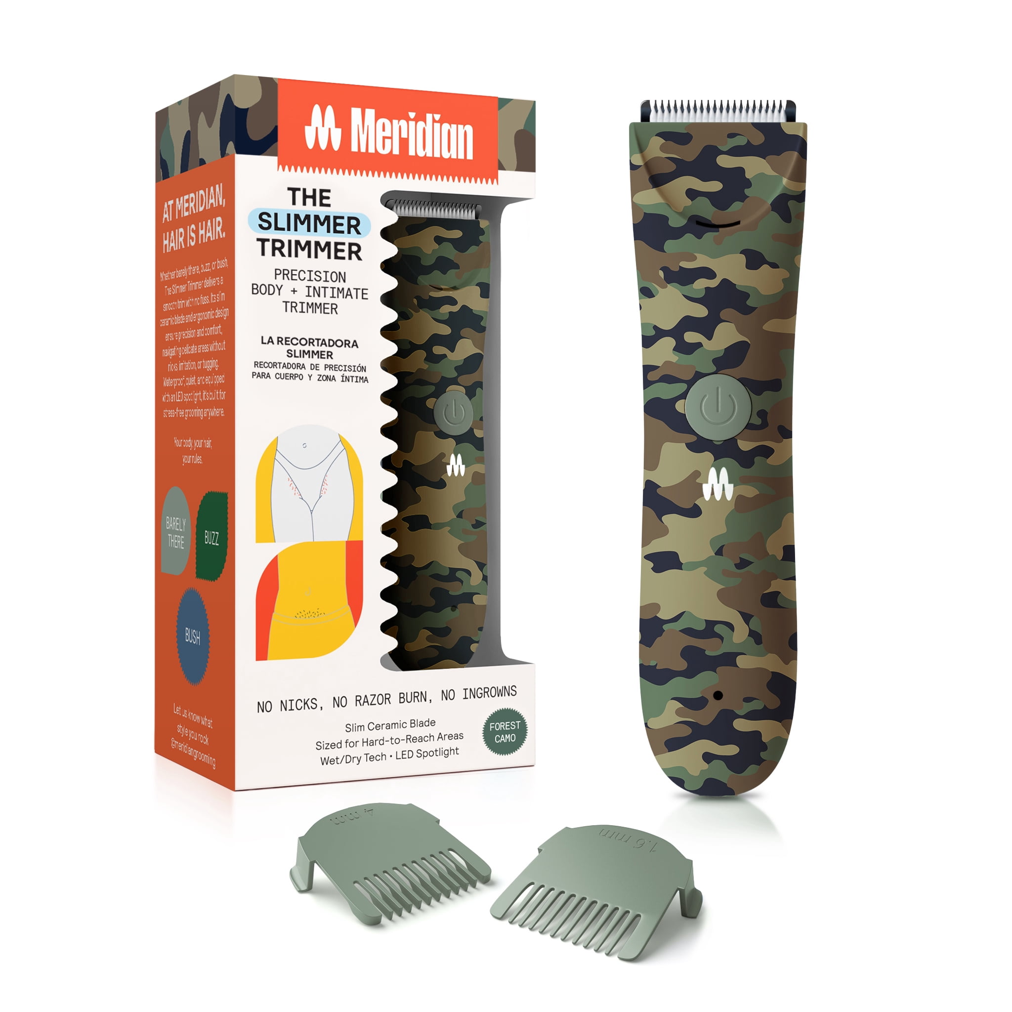 Meridian Slimmer Trimmer Bikini & Body Hair Grooming Shaver, USB Rechargeable Electric Shaver for Women & Men, Forest Camo