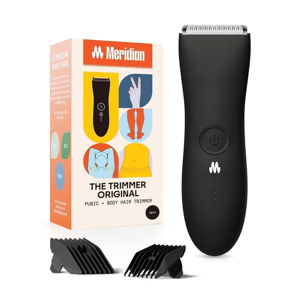 Meridian Trimmer Original Pubic & Body Hair Electric Shaver for Men & Women, Onyx