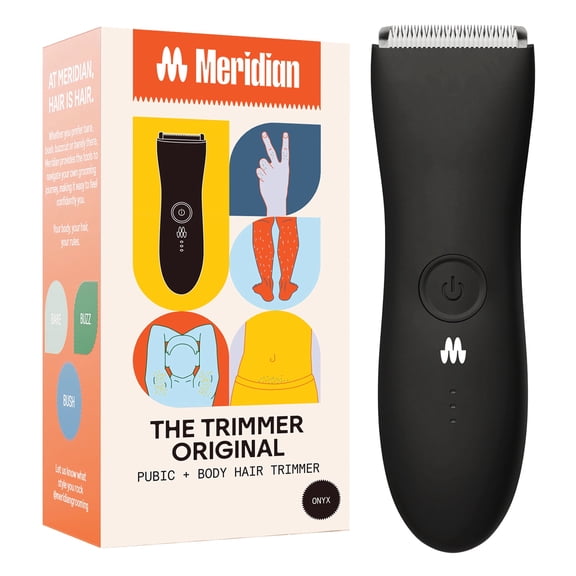 Meridian Trimmer Original Pubic & Body Hair Shaver, USB Rechargeable Bikini & Groin Electric Shaver for Men & Women, Onyx