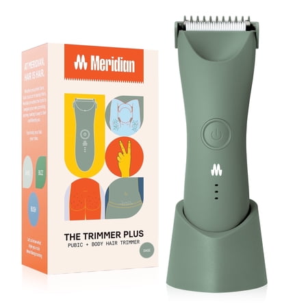 Meridian Plus Trimmer Enhanced Pubic & Body Shaver, Groin & Bikini Electric Shaver, Waterproof, for Men & Women, Sage