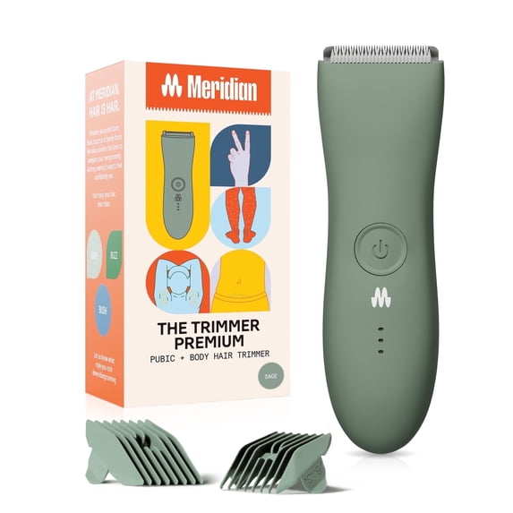 Meridian Premium Trimmer Smooth Bikini & Body Hair Electric Pubic Grooming Shaver, Waterproof, for Women & Men, Sage