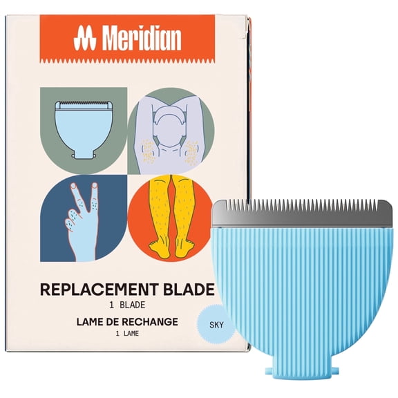 Meridian Trimmer Electric Shaver Replacement Blade for Bikini & Groin Grooming, Signature Ceramic, Sky, 1-Pack