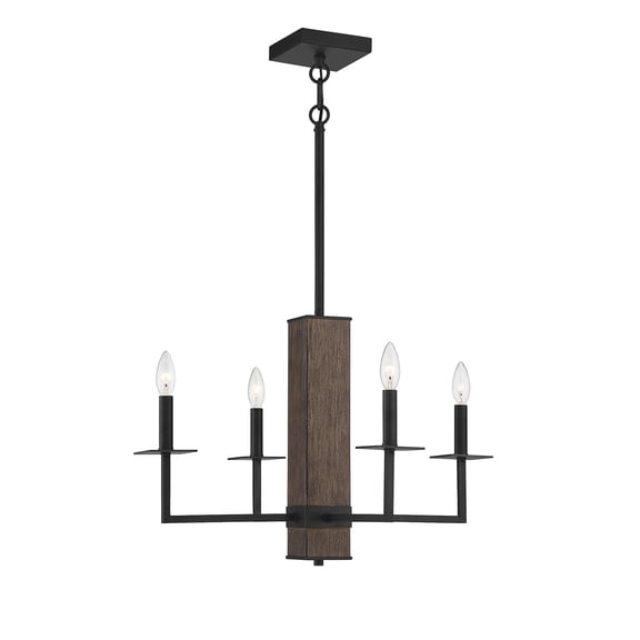 Trade Winds Weald 4-Light Chandelier in Bronze + Wood Grain