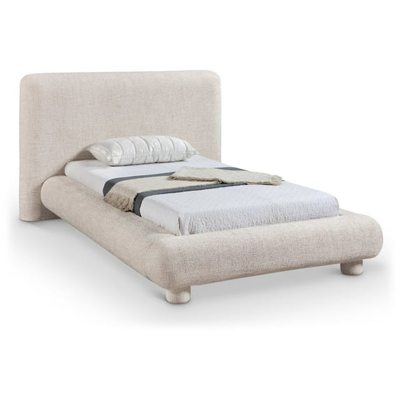 Meridina Furniture Blair Beige Fabric Upholstered Twin Bed