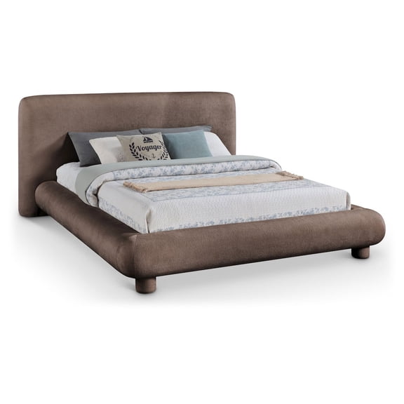 Meridian Furniture Blair Brown Chenille Fabric Upholstered Queen Bed