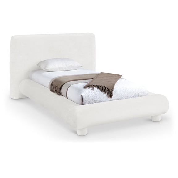 Meridina Furniture Blair Cream Chenille Fabric Upholstered Twin Bed