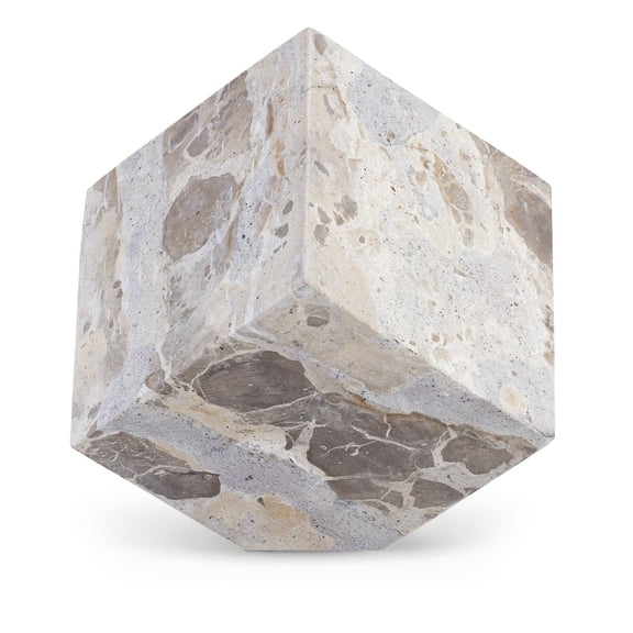 Meridina Furniture Block Beige Marble Decorative Cube