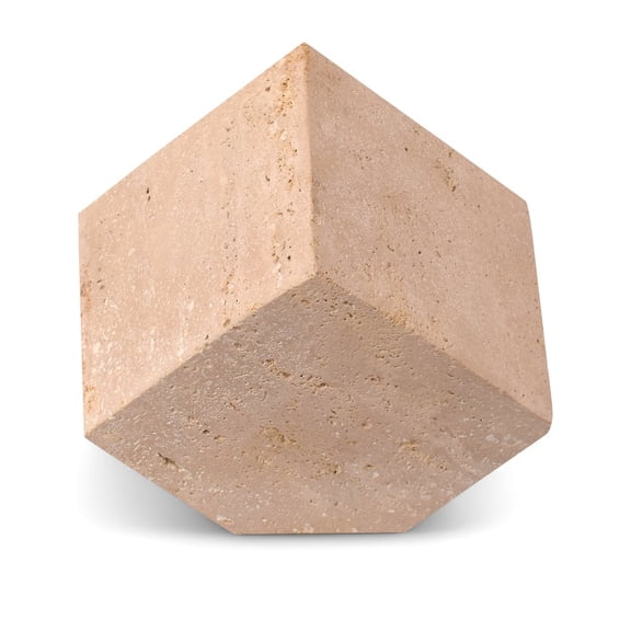 Meridina Furniture Block Beige Travertine Decorative Cube