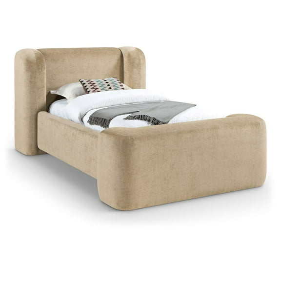 Meridina Furniture Modena Beige Chenille Fabric Upholstered Twin Bed