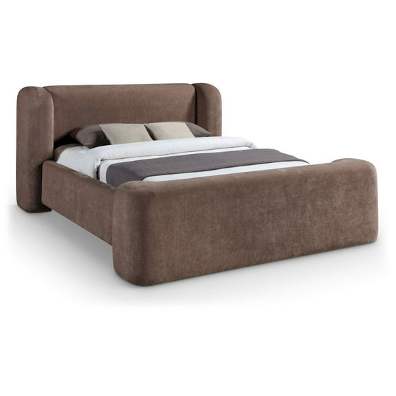 Meridina Furniture Modena Brown Chenille Fabric Upholstered King Bed