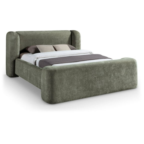 Meridina Furniture Modena Green Chenille Fabric Upholstered Full Bed