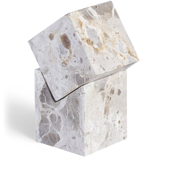 Meridina Furniture Quad Beige Marble Decorative Cube