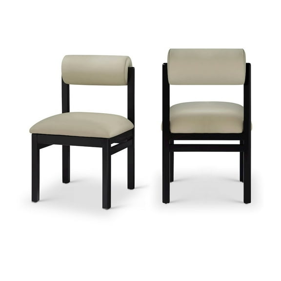 Meridina Furniture Roundhill Taupe Vegan Leather Upholstered Dining Chair, Set of 2